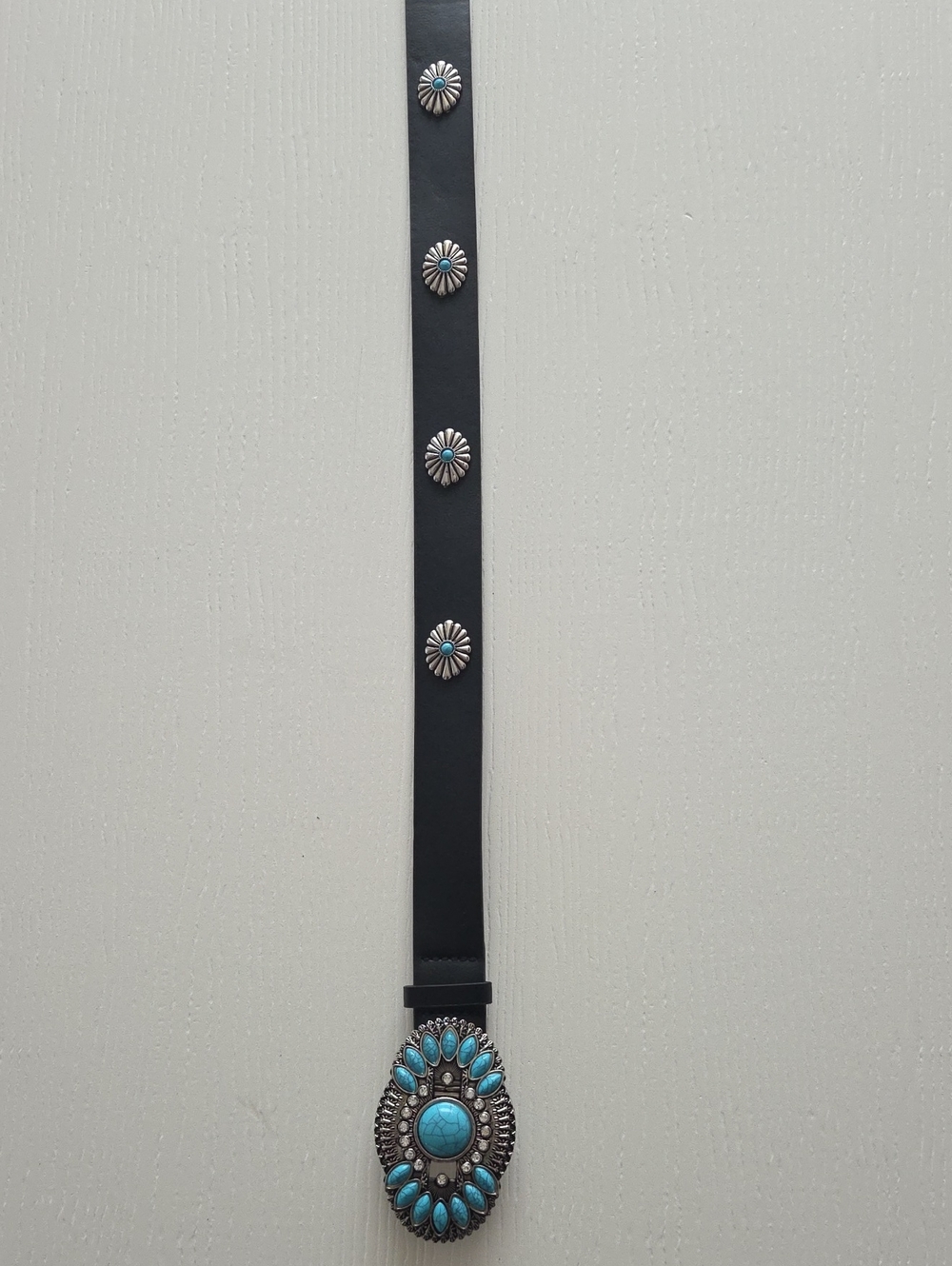 Black Belt With Turquoise Decor